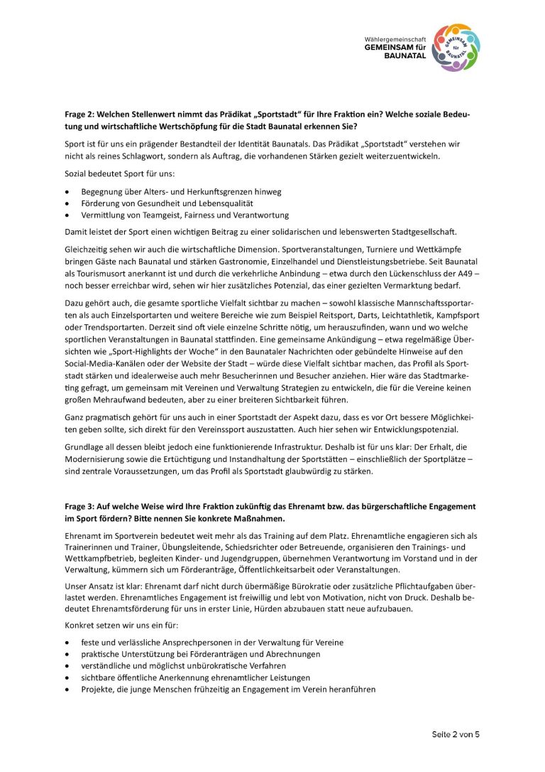 Antworten GEMEINSAM für BAUNATAL an KSV Baunatal 2 Antworten GEMEINSAM für BAUNATAL an KSV Baunatal 2