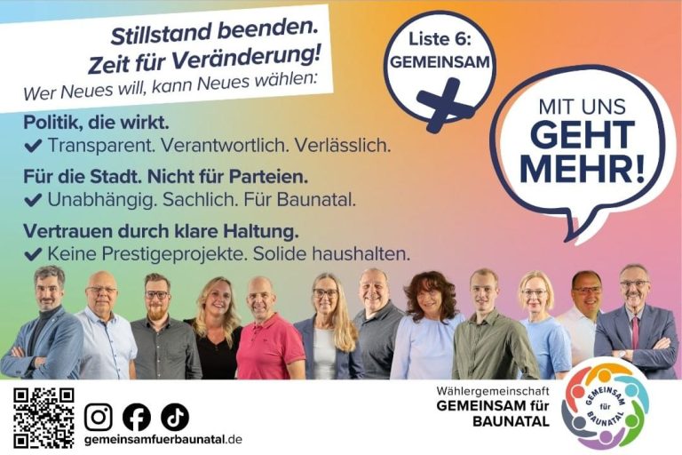 GEMEINSAM für BAUNATAL - Stillstand beenden, Zeit für Veränderung! GEMEINSAM für BAUNATAL - Stillstand beenden, Zeit für Veränderung!