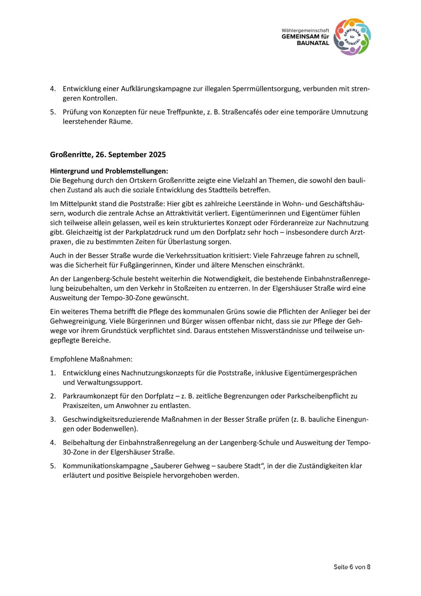 GEMEINSAM für BAUNATAL - Pressemitteilung GEMEINSAM für BAUNATAL - Pressemitteilung