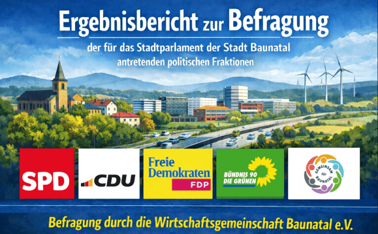 Interview Wirtschaftsgemeinschaft Baunatal e.V. : Antworten GEMEINSAM für BAUNATAL zur Wirtschaftspolitik Interview Wirtschaftsgemeinschaft Baunatal e.V. :
Antworten GEMEINSAM für BAUNATAL zur Wirtschaftspolitik