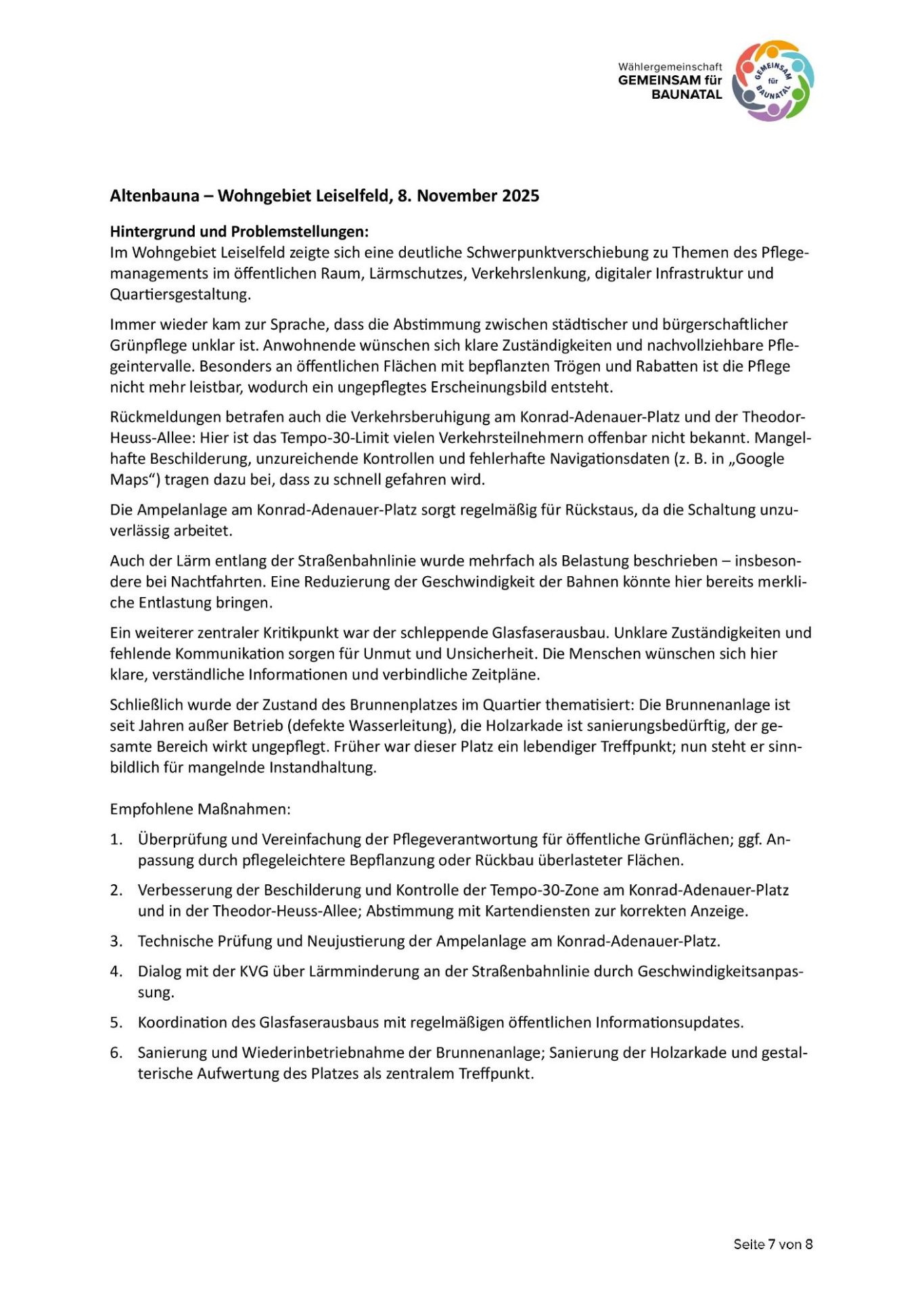 GEMEINSAM für BAUNATAL - Pressemitteilung GEMEINSAM für BAUNATAL - Pressemitteilung