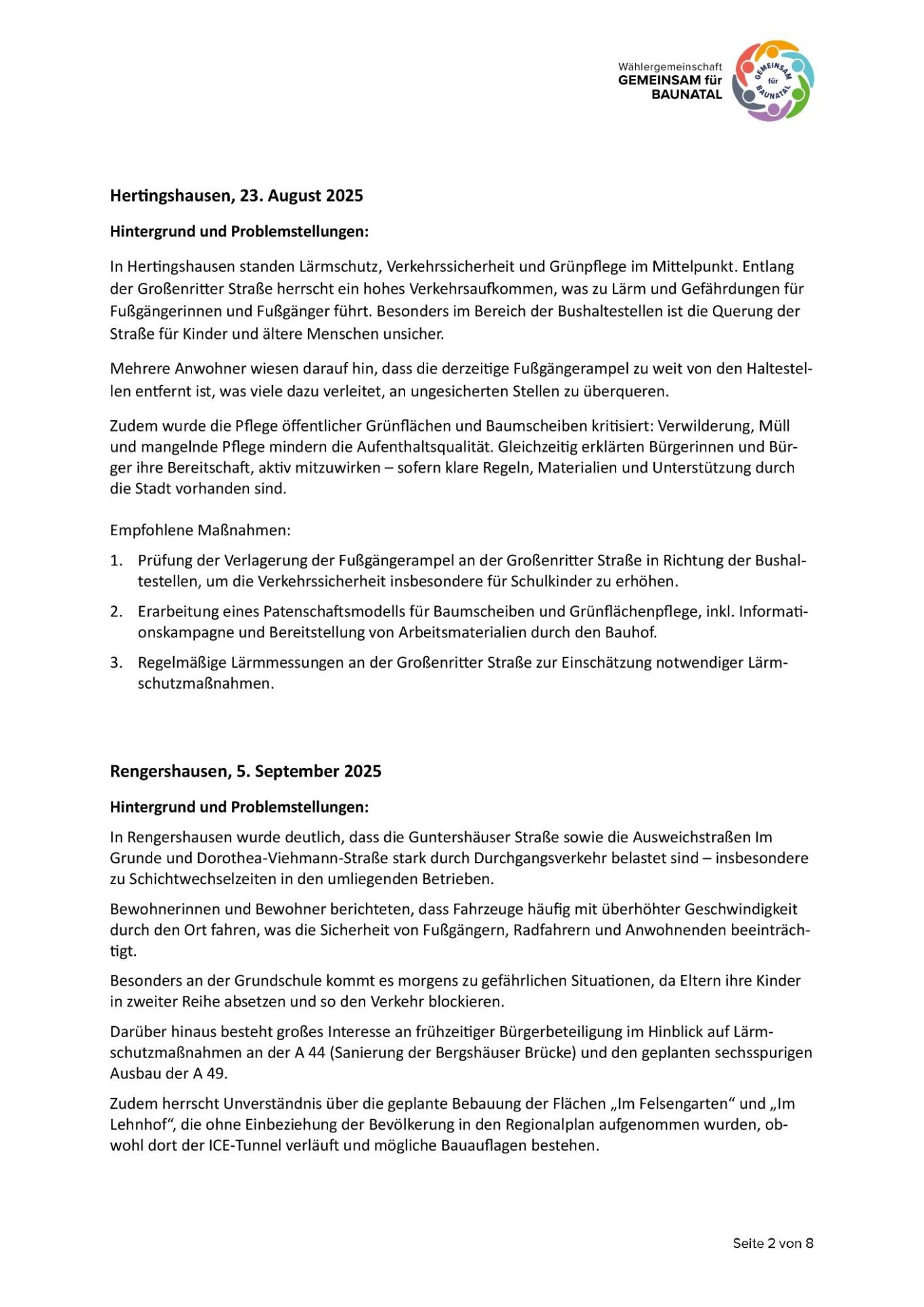 GEMEINSAM für BAUNATAL - Pressemitteilung GEMEINSAM für BAUNATAL - Pressemitteilung